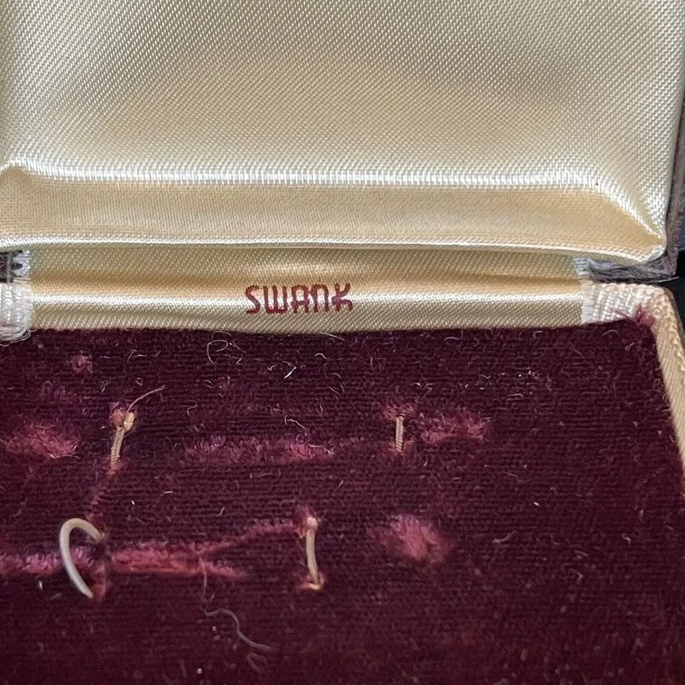Vintage Swank Old Hard Case Cufflinks Box Velvet Style Interior BOX ONLY